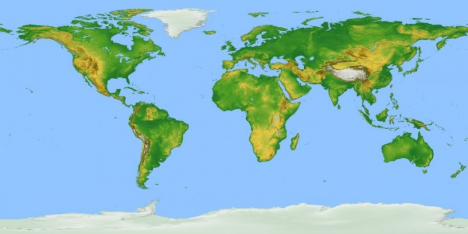 แผนที่ทางกายภาพของโลก